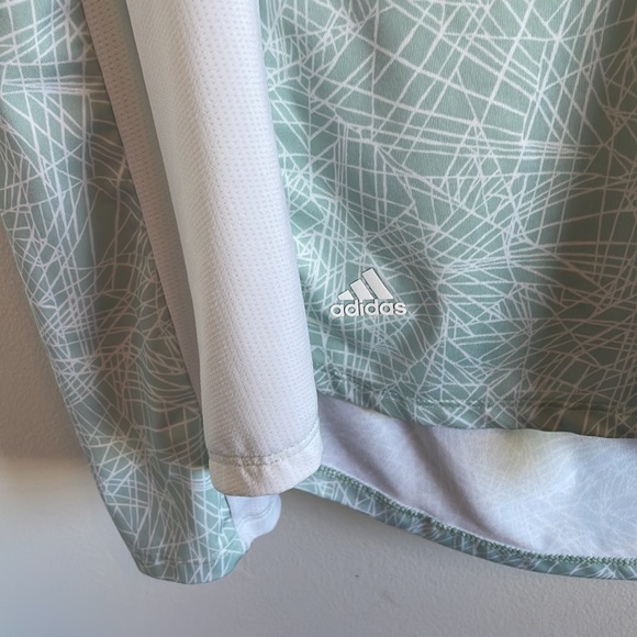 Adidas Women’s Running Teal White Long Sleeve Quarter Zip Medium Dry-fit - Picture 6 of 6